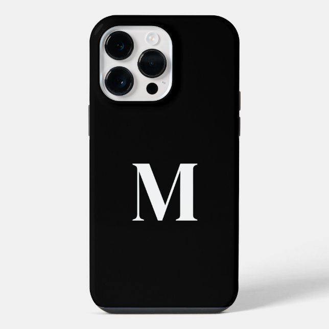 Black White Custom Name Monogram Stylish Elegant iPhone Case (Back)