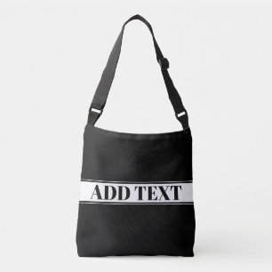 Black & White Custom Name Stripe Crossbody Bag