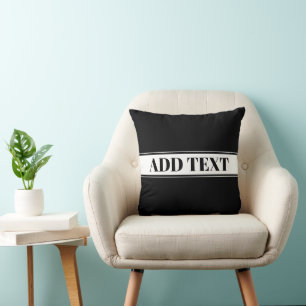 Black & White Custom Name Stripe Cushion