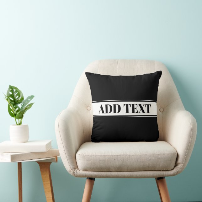 Black & White Custom Name Stripe Cushion (Chair)