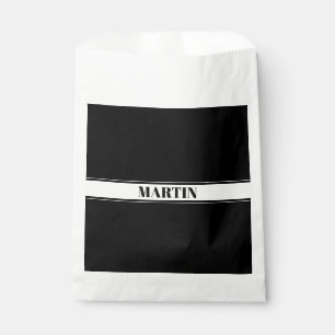 Black & White Custom Name Stripe Favour Bags