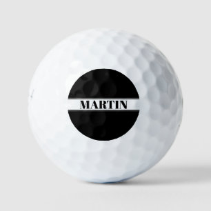 Black & White Custom Name Stripe Golf Balls