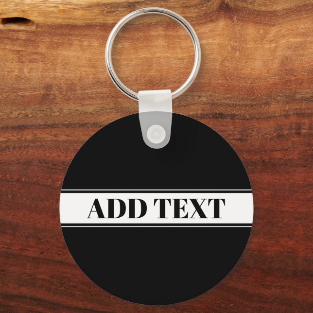 Black & White Custom Name Stripe Key Ring (Front)