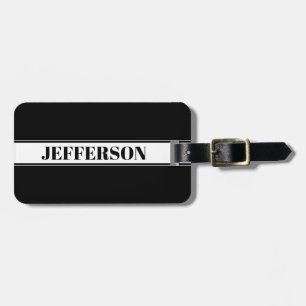 Black & White Custom Name Stripe Luggage Tag