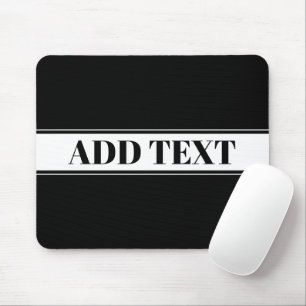 Black & White Custom Name Stripe Mouse Mat