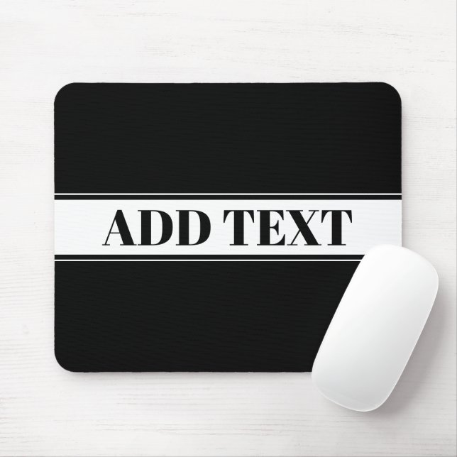 Black & White Custom Name Stripe Mouse Mat (With Mouse)