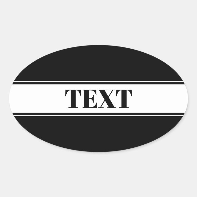 Black & White Custom Name Stripe Oval Sticker (Front)