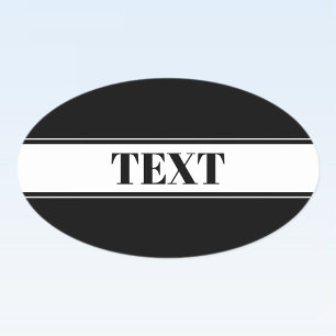 Black & White Custom Name Stripe Oval Sticker