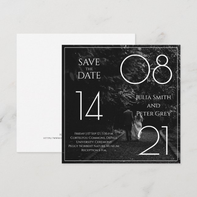 Black & White Custom Photo Save The Date Wedding Invitation (Front/Back)