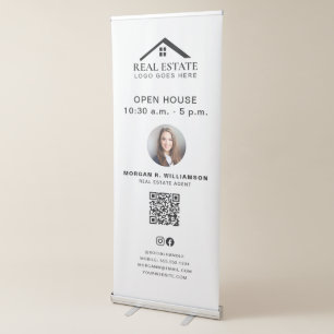 Black White Custom Realtor Photo Open House Retractable Banner