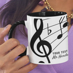 Black & White Custom Text Music Teacher/Student Mug