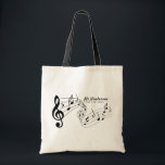 Black & White Custom Text Music Teacher/Student Tote Bag<br><div class="desc">Add a custom message and a name to this modern,  stylish black and white tote bag with musical notes to create a great gift for a musical instrument or singing teacher or student.</div>