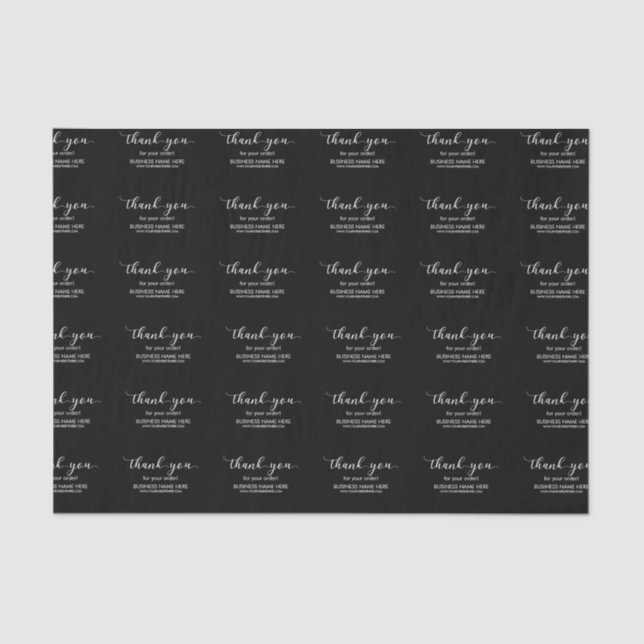 Black & white Custom Thank You Business  Tissue Paper (Front)