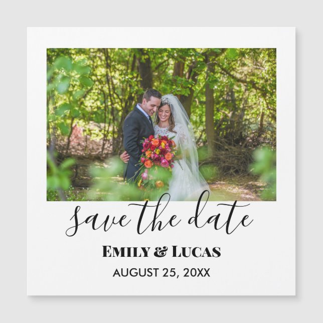 Black White Custom Wedding Photo Simple Elegant (Front)