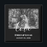 Black White Custom Wedding Photo Simple Elegant Magnet<br><div class="desc">Customise your pre-wedding photo into a simple black and white style to make a stylish design for your special day. The design has white modern calligraphy and modern texts on the lower side which can be customised to your preference. Please visit my collection for matching items.</div>