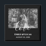 Black White Custom Wedding Photo Simple Elegant Magnet<br><div class="desc">Customise your pre-wedding photo into a simple black and white style to make a stylish design for your special day. The design has white modern calligraphy and modern texts on the lower side which can be customised to your preference. Please visit my collection for matching items.</div>