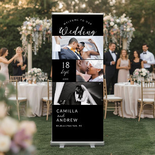 Black & White Custom Wedding Photos and Date Retractable Banner