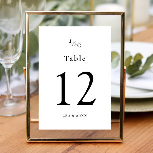 Black & White Custom Wedding Table Number Card