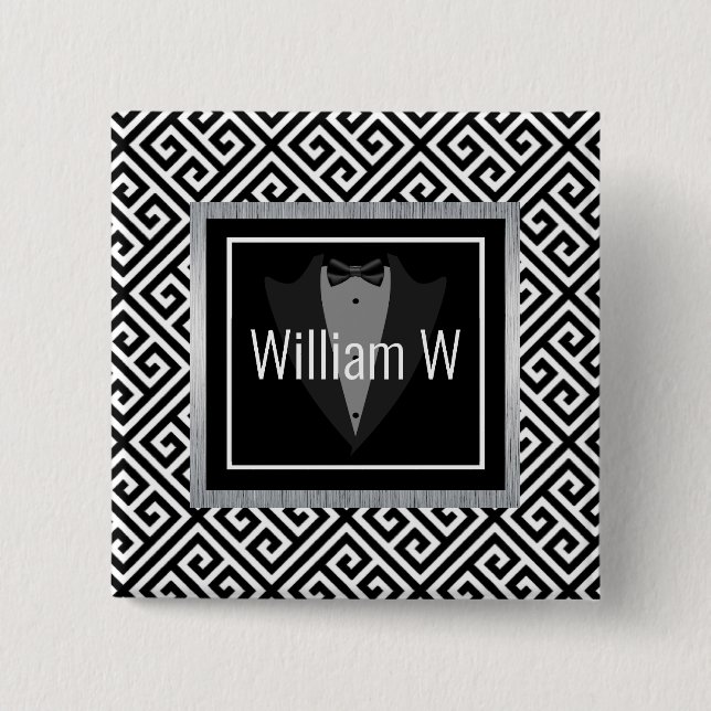 Black & white customisable name button (Front)