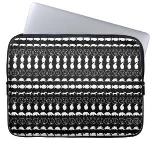 Black White Cute Animals Pattern Laptop Sleeve