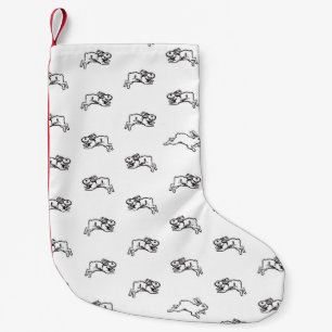 Black & White Cute Bunny Rabbits Pattern Design Small Christmas Stocking