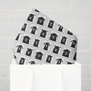 Black & White Cute Dogs Pattern Tissue Paper