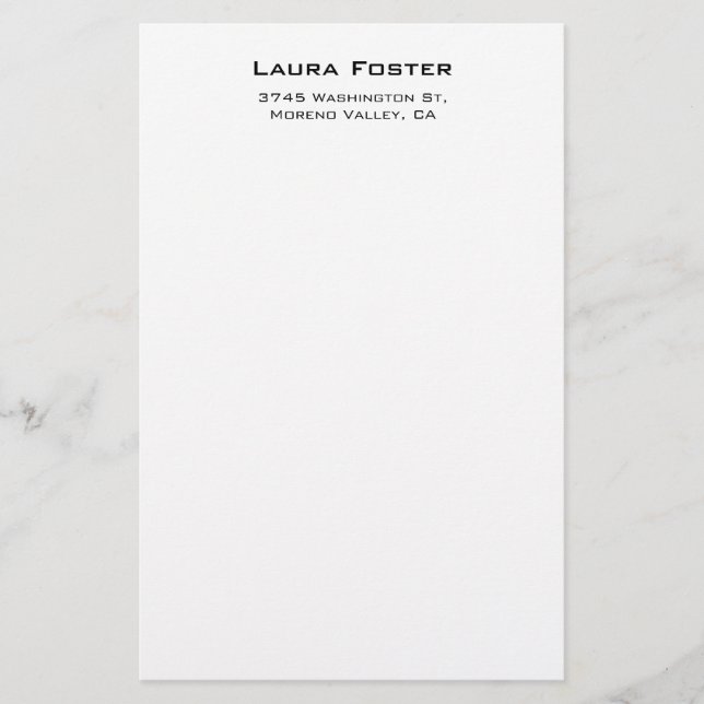 Black & White Cute Elegant Minimalist Style Stationery (Front)