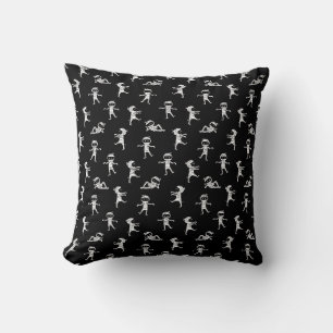 Black white Cute mummy seamless pattern Cushion