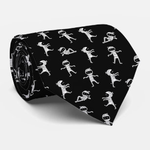 Black white Cute mummy seamless pattern Tie