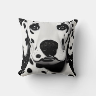 Black & White Cute Retro Dalmatian Puppy Cushion