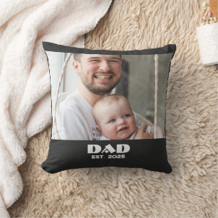 Black White Dad Established Bold Photo Cushion