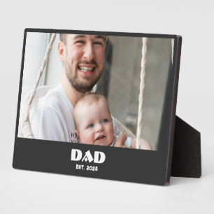 Black White Dad Established Bold Photo Plaque