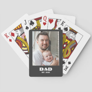 Black White Dad Established Bold Photo Playing Cards