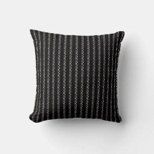 Black white dainty stripe pattern cushion