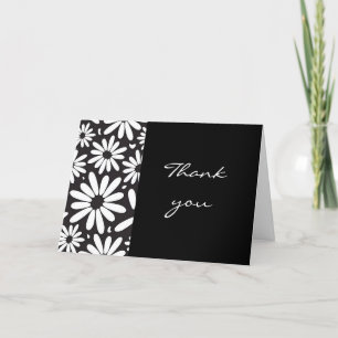“Black & White Daisy” Blank Folded Thank You Card