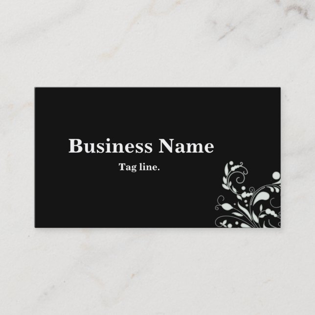 Black & White Damask Business Card (Front)