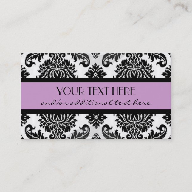 Black & White Damask Business Card (Front)