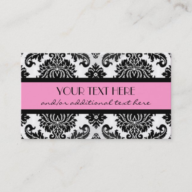 Black & White Damask Business Card (Front)