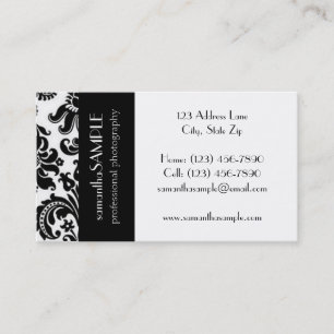 Black & White Damask Business Card
