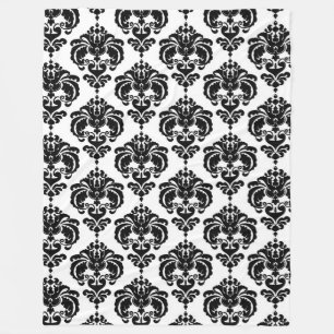 Black & White Damask Chic Modern Elegant Pattern Fleece Blanket