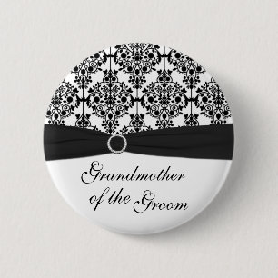 Black, White Damask Grandmother of the Groom Pin
