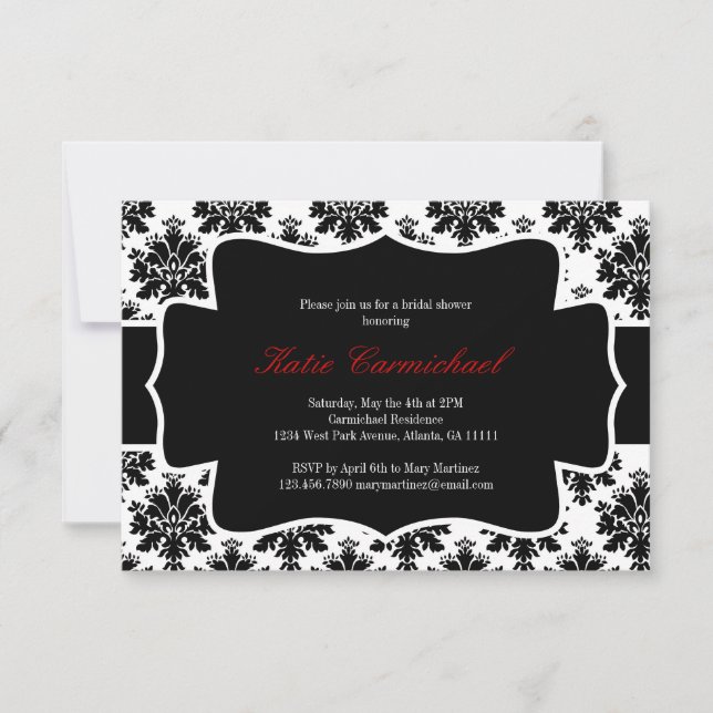 Black & White Damask Invitation (Front)