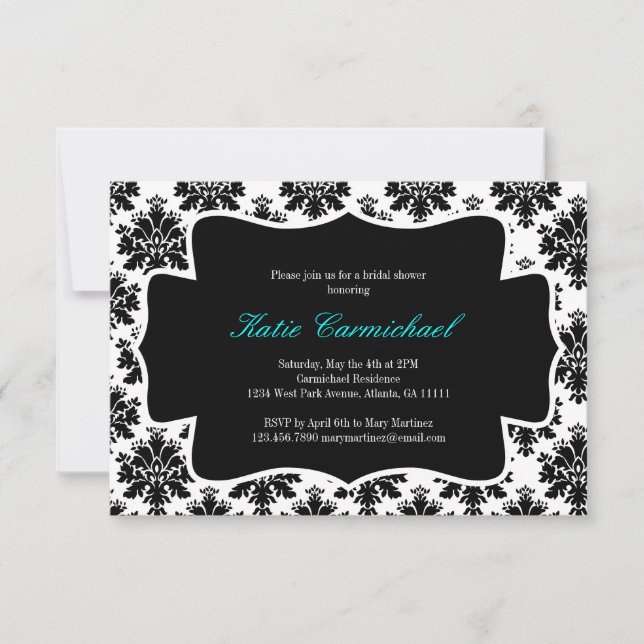 Black & White Damask Invitation (Front)