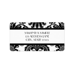 Black & White Damask Label