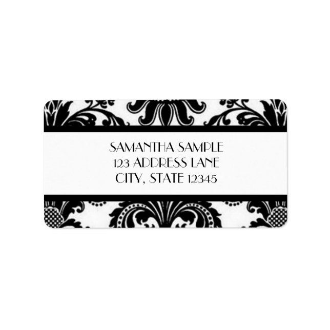 Black & White Damask Label (Front)