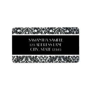 Black & White Damask Label
