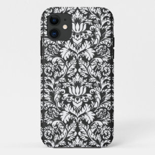 Black White Damask Lace Brocade iPhone 11 Case