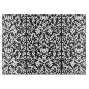 Black White Damask Lace Brocade Cutting Board