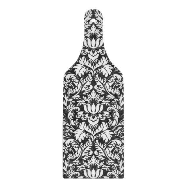 Black White Damask Lace Brocade Cutting Board (Front)