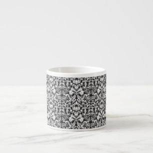 Black White Damask Lace Brocade Espresso Cup